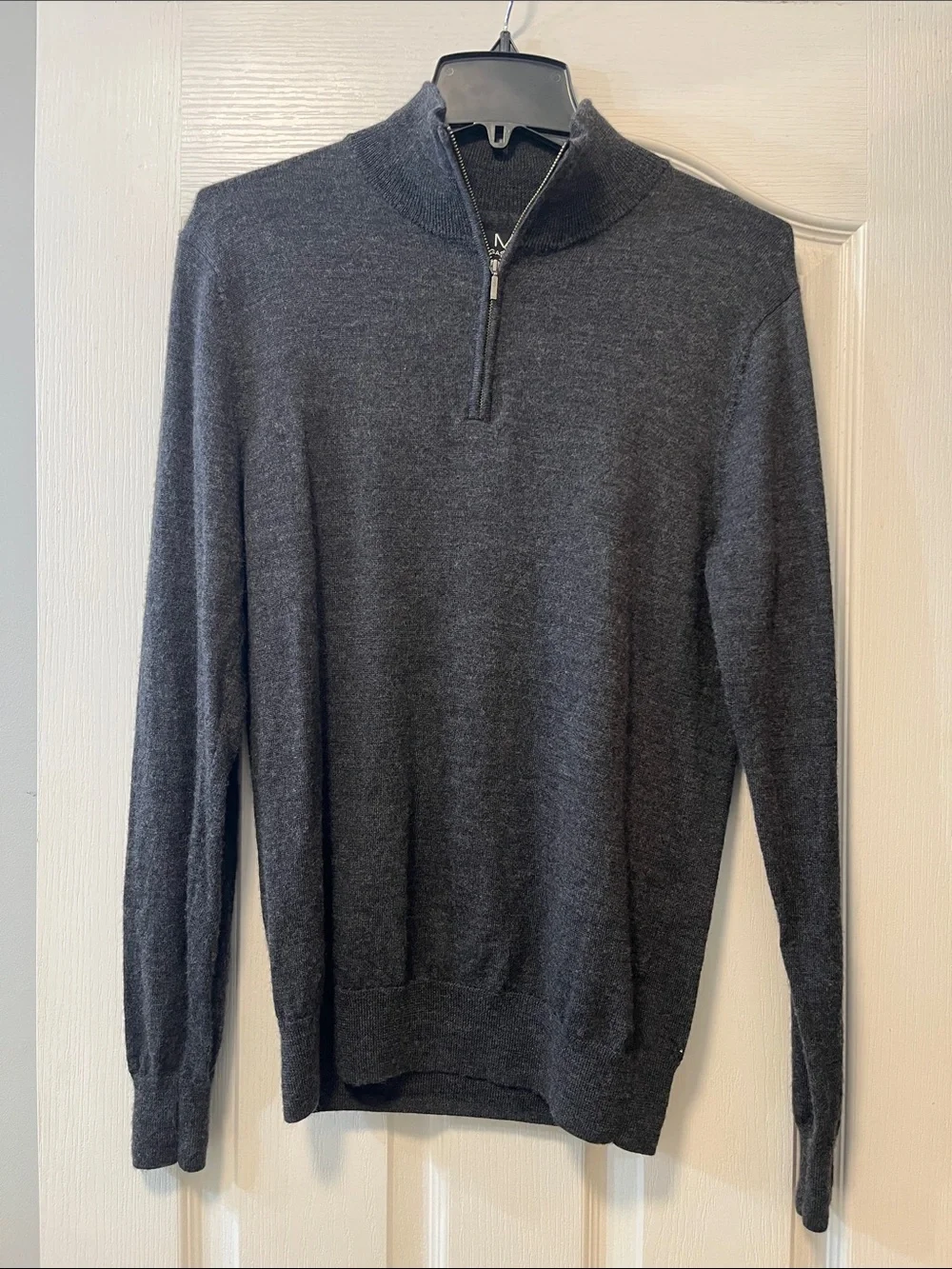 Magaschoni Men's Dark Charcoal Half-Zip Sweater